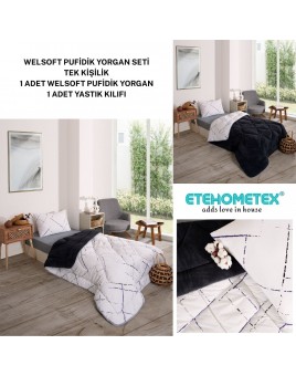 ETE HOMETEX TEK KİŞİLİK LÜX WELSOFT YORGAN YANSIMA ANTRASİT 155X215CM 8696474231956